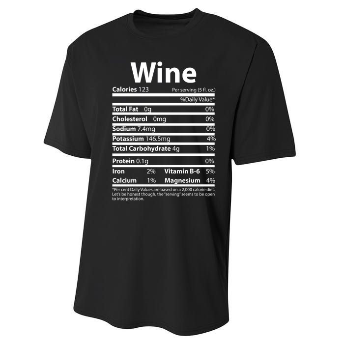 Funny Thanksgiving Wine Nutritional Values Performance Sprint T-Shirt