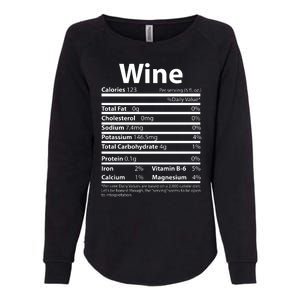 Funny Thanksgiving Wine Nutritional Values Womens California Wash Sweatshirt