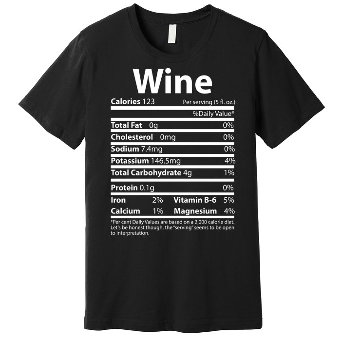 Funny Thanksgiving Wine Nutritional Values Premium T-Shirt