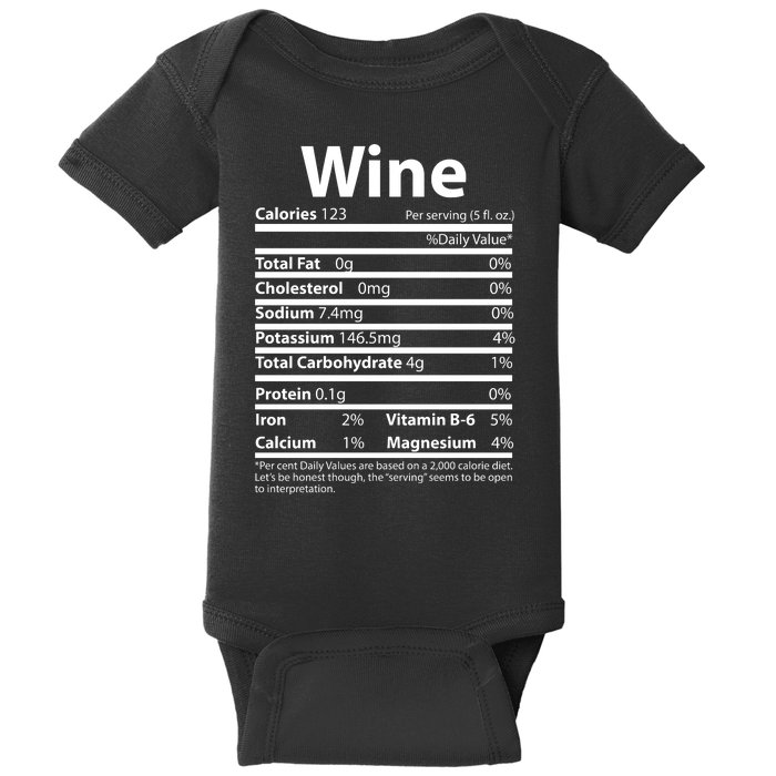 Funny Thanksgiving Wine Nutritional Values Baby Bodysuit