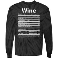 Funny Thanksgiving Wine Nutritional Values Tie-Dye Long Sleeve Shirt