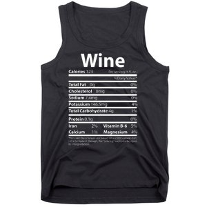 Funny Thanksgiving Wine Nutritional Values Tank Top