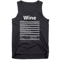 Funny Thanksgiving Wine Nutritional Values Tank Top