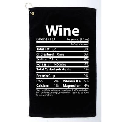 Funny Thanksgiving Wine Nutritional Values Golf Towel