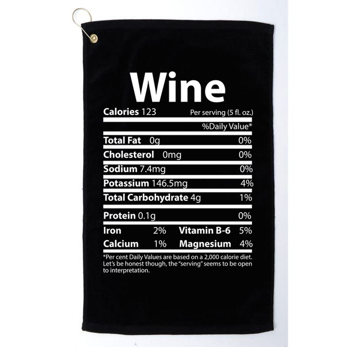 Funny Thanksgiving Wine Nutritional Values Golf Towel