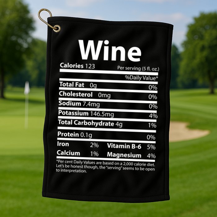 Funny Thanksgiving Wine Nutritional Values Golf Towel