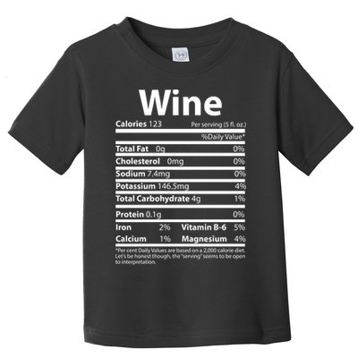 Funny Thanksgiving Wine Nutritional Values Toddler T-Shirt