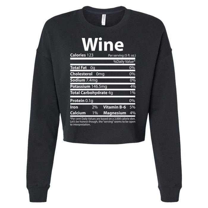 Funny Thanksgiving Wine Nutritional Values Cropped Pullover Crew