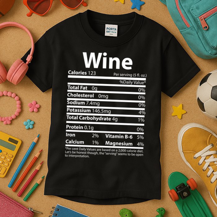 Funny Thanksgiving Wine Nutritional Values Kids T-Shirt