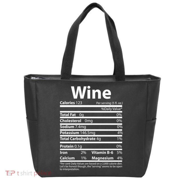 Funny Thanksgiving Wine Nutritional Values Zip Tote Bag