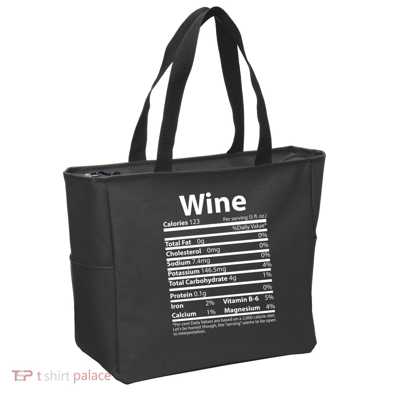 Funny Thanksgiving Wine Nutritional Values Zip Tote Bag