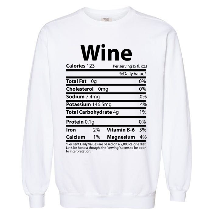 Funny Thanksgiving Wine Nutritional Values Garment-Dyed Sweatshirt
