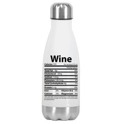 Funny Thanksgiving Wine Nutritional Values Stainless Steel Insulated Water Bottle