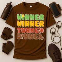 Funny Thanksgiving Winner Winner Turkey Dinner  Cooling Performance Crew T-Shirt