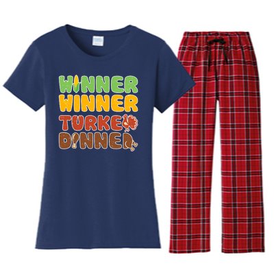 Funny Thanksgiving Winner Winner Turkey Dinner  Women's Flannel Pajama Set