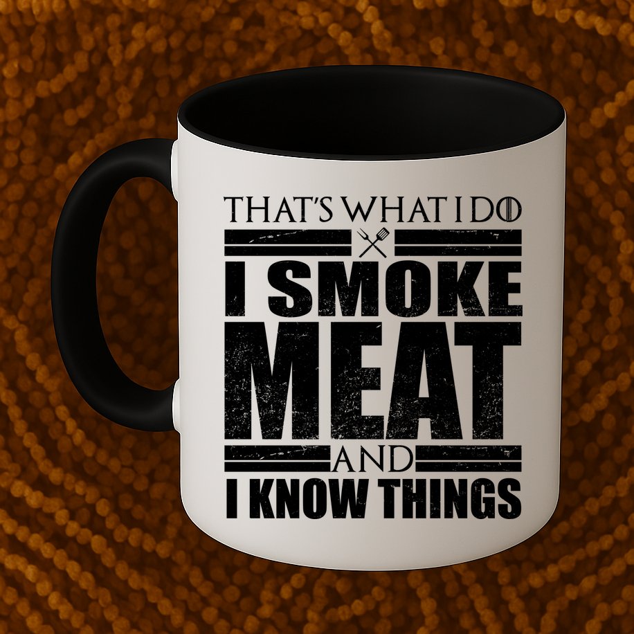 Funny That's What I Do I Smoke Meat and I Know Things Mug