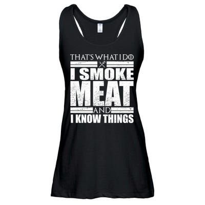 Funny That's What I Do I Smoke Meat and I Know Things Ladies Essential Flowy Tank