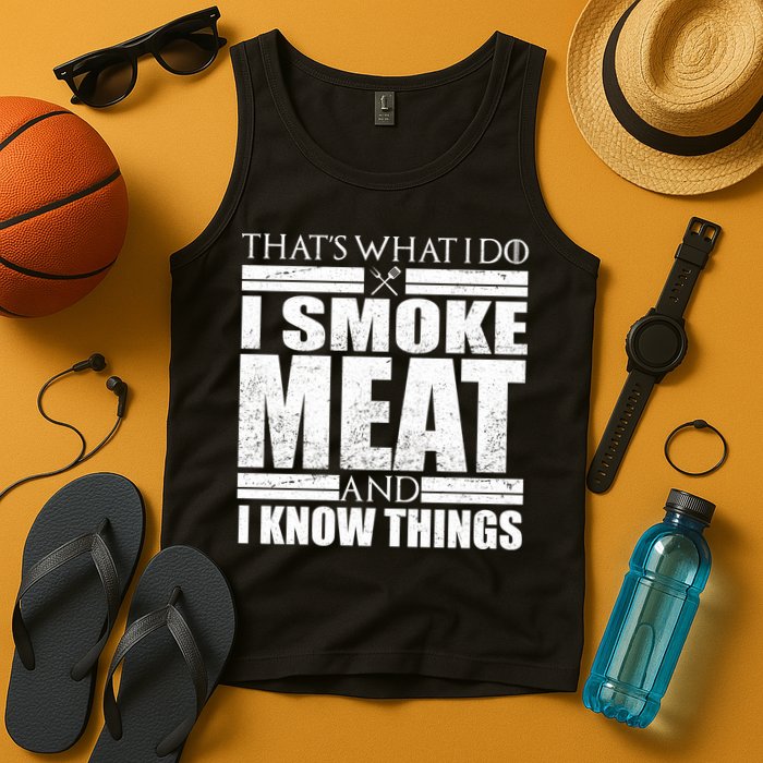 Funny That's What I Do I Smoke Meat and I Know Things Tank Top