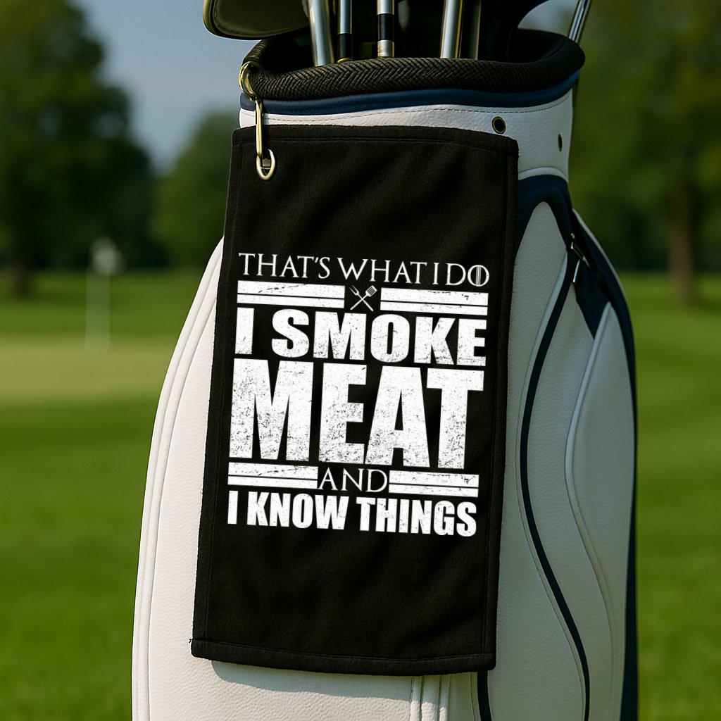 Funny That's What I Do I Smoke Meat and I Know Things Golf Towel