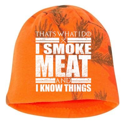 Funny That's What I Do I Smoke Meat and I Know Things Kati - Camo Knit Beanie