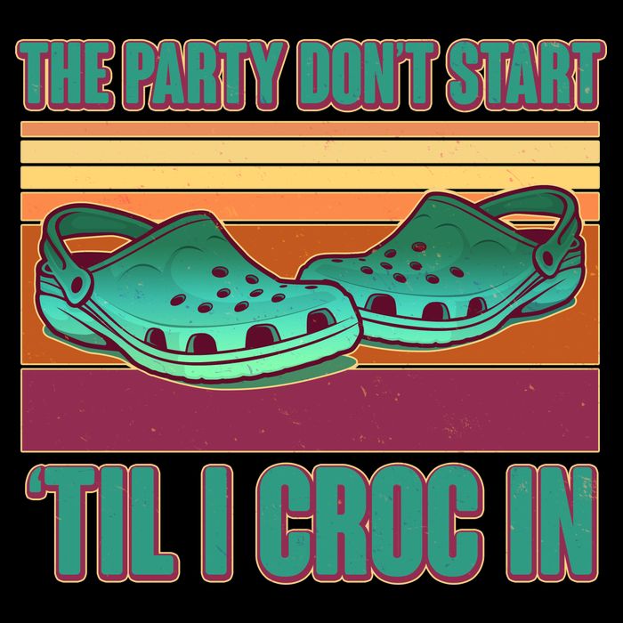 Funny The Party Don't Start 'Til I Croc In 16 in Basic Backpack