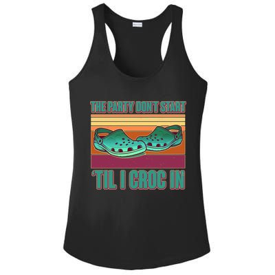 Funny The Party Don't Start 'Til I Croc In Ladies PosiCharge Competitor Racerback Tank