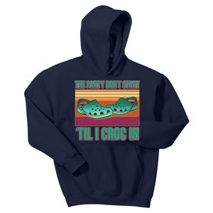 Funny The Party Don't Start 'Til I Croc In Kids Hoodie