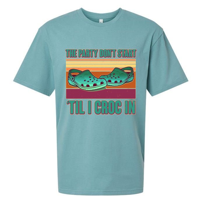 Funny The Party Don't Start 'Til I Croc In Sueded Cloud Jersey T-Shirt