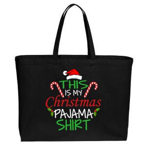 Funny This Is My Christmas Pajama Shirt Cotton Canvas Jumbo Tote