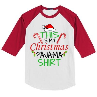 Funny This Is My Christmas Pajama Shirt Kids Colorblock Raglan Jersey