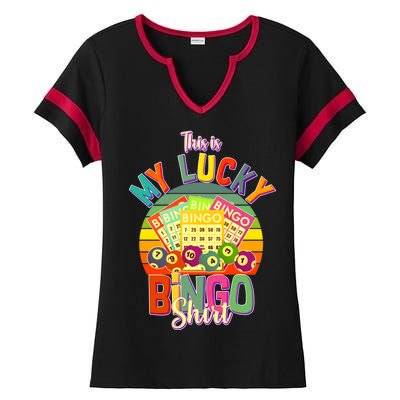 Funny This Is My Lucky Bingo Ladies Halftime Notch Neck Tee