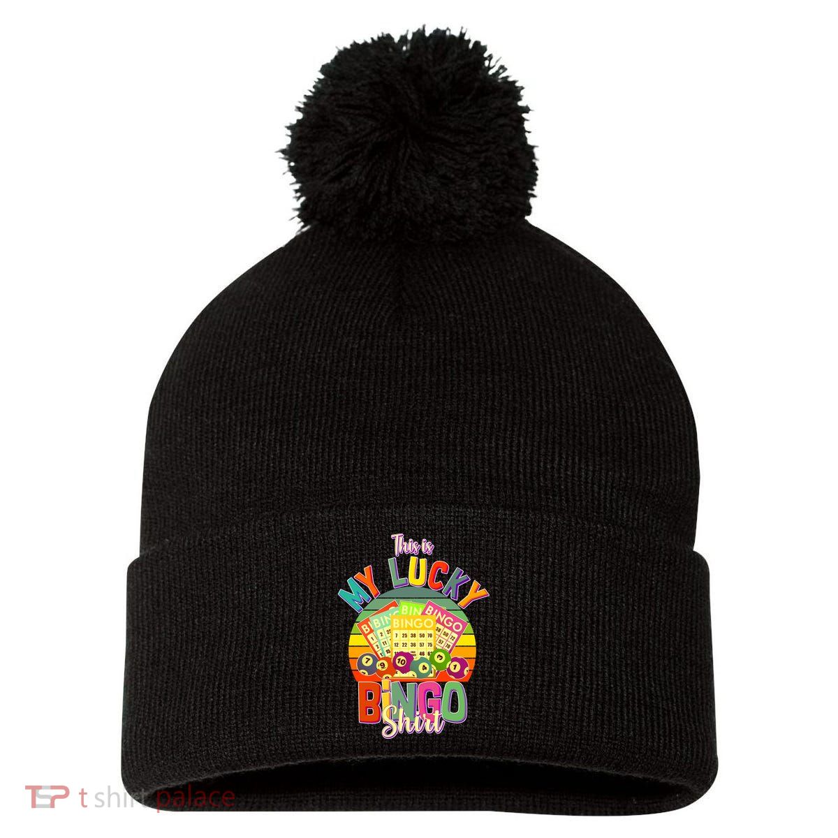 Funny This Is My Lucky Bingo Pom Pom 12in Knit Beanie