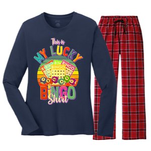 Funny This Is My Lucky Bingo Women's Long Sleeve Flannel Pajama Set 