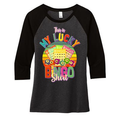 Funny This Is My Lucky Bingo Women's Tri-Blend 3/4-Sleeve Raglan Shirt