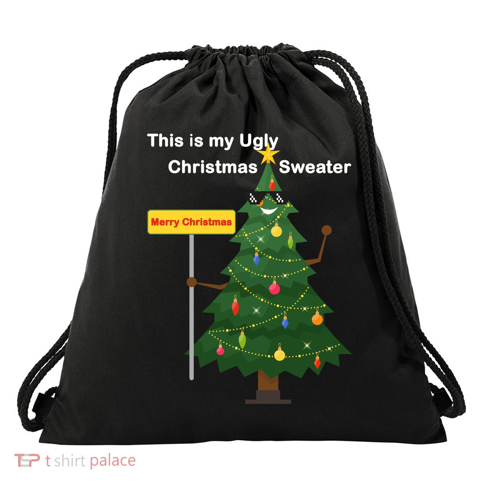 Funny This Is My Ugly Christmas Sweater Drawstring Bag