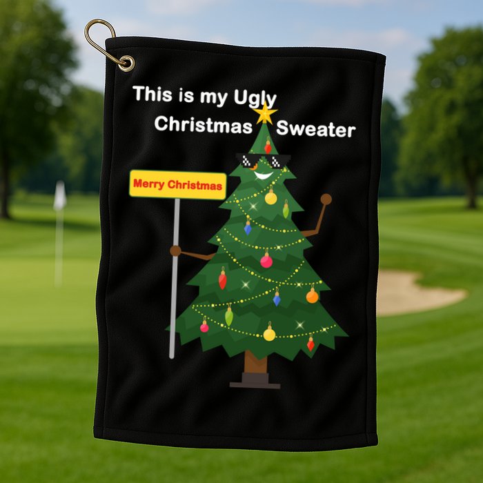 Funny This Is My Ugly Christmas Sweater Golf Towel