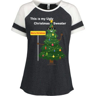 Funny This Is My Ugly Christmas Sweater Enza Ladies Jersey Colorblock Tee