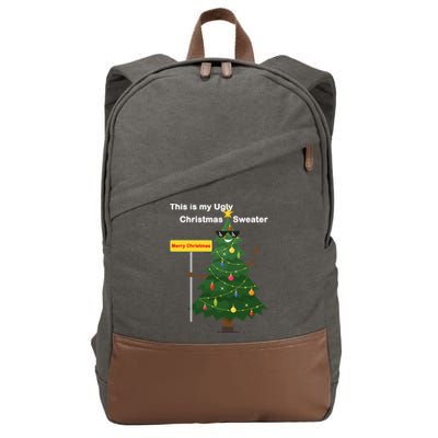 Funny This Is My Ugly Christmas Sweater Cotton Canvas Backpack