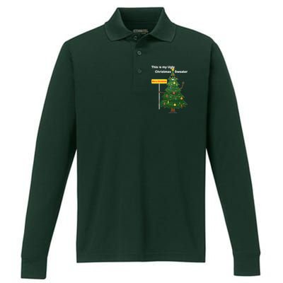 Funny This Is My Ugly Christmas Sweater Performance Long Sleeve Polo