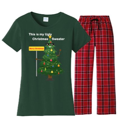 Funny This Is My Ugly Christmas Sweater Women's Flannel Pajama Set