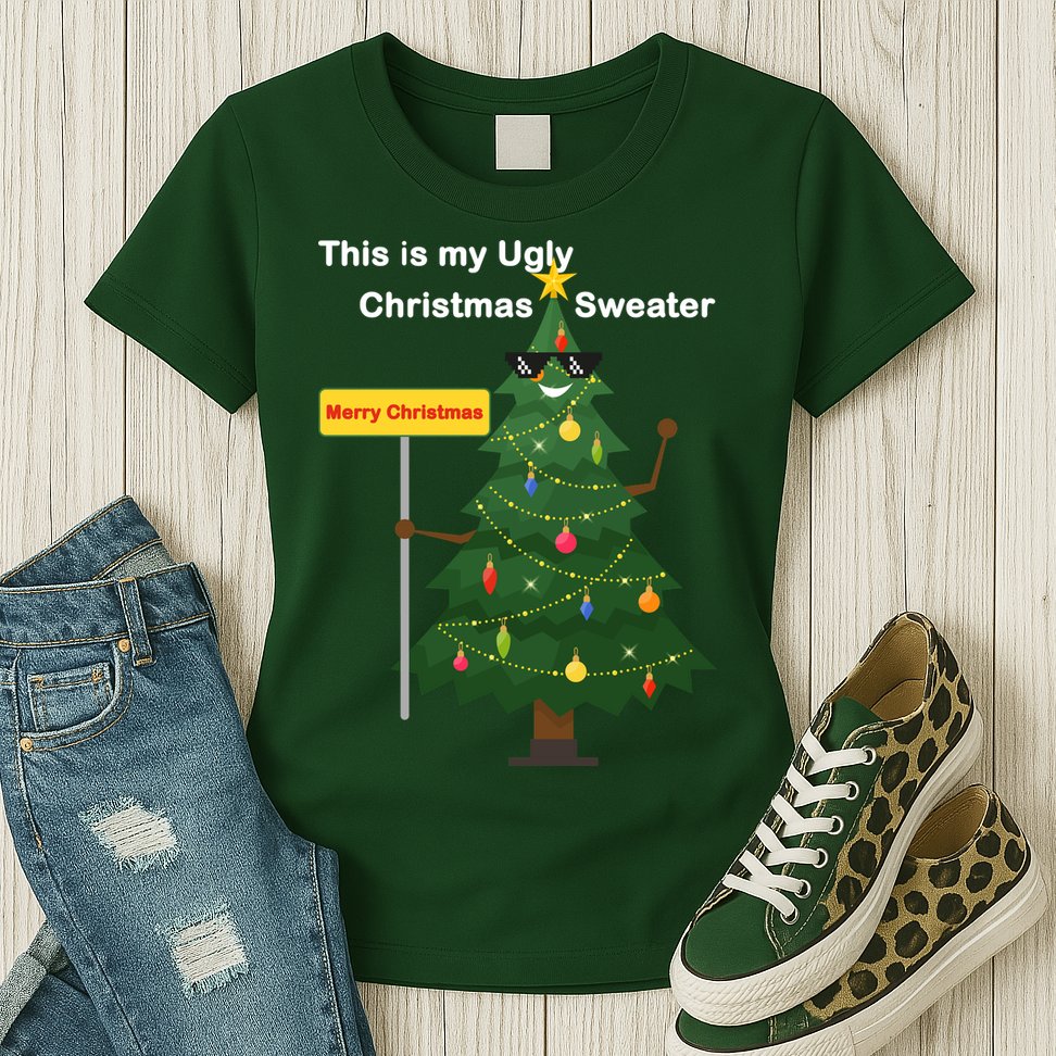 Funny This Is My Ugly Christmas Sweater Womens T-Shirt