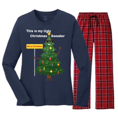 Funny This Is My Ugly Christmas Sweater Women's Long Sleeve Flannel Pajama Set 