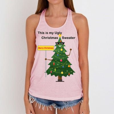 Funny This Is My Ugly Christmas Sweater Women's Knotted Racerback Tank