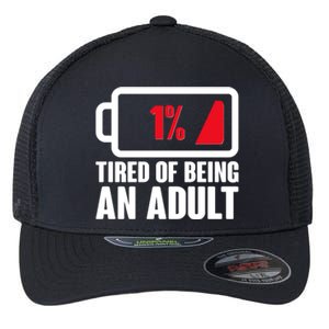 Funny Tired of Being An Adult Low Battery Flexfit Unipanel Trucker Cap