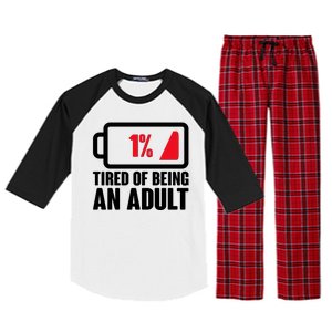 Funny Tired of Being An Adult Low Battery Raglan Sleeve Pajama Set