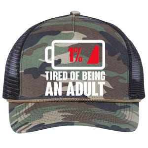 Funny Tired of Being An Adult Low Battery Retro Rope Trucker Hat Cap