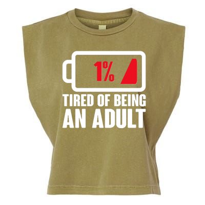 Funny Tired of Being An Adult Low Battery Garment-Dyed Women's Muscle Tee