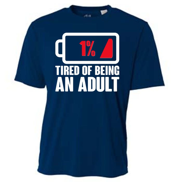 Funny Tired of Being An Adult Low Battery Cooling Performance Crew T-Shirt