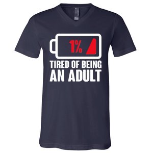 Funny Tired of Being An Adult Low Battery V-Neck T-Shirt