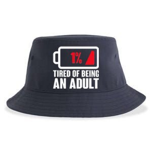 Funny Tired of Being An Adult Low Battery Sustainable Bucket Hat